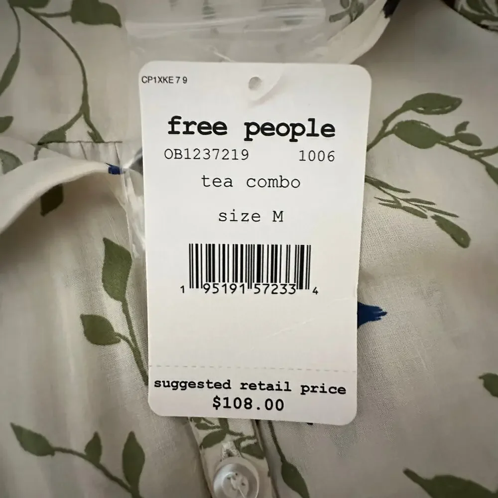 NWT Free People Lighten Up Floral Long Sleeve Mini Dress (M)